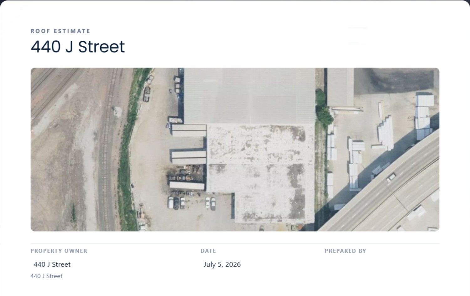 WeatherOps roof estimate — auto-built from the roof measurement